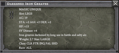 DARKENED IRON GREAVES item card